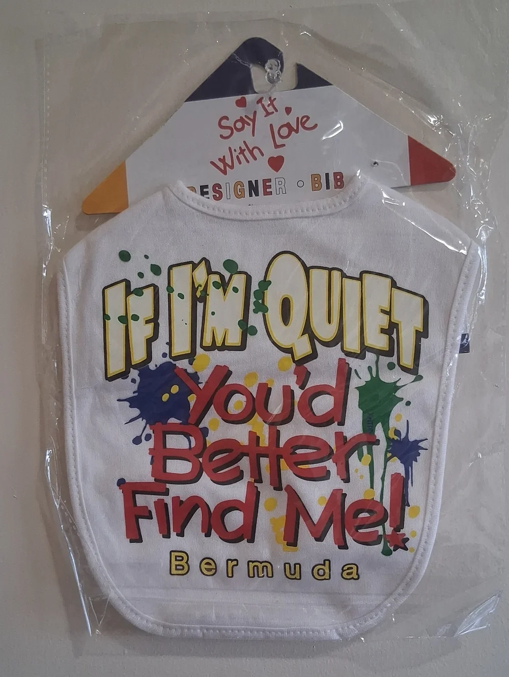 NWT White Kids Bib with Colorful Print -